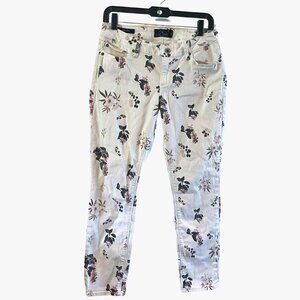 Lucky Brand White Floral Print Cropped Lolita Capri Jeans 6/28 summer boho